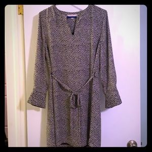 Loft Black Dress with Small White Tulip Pattern